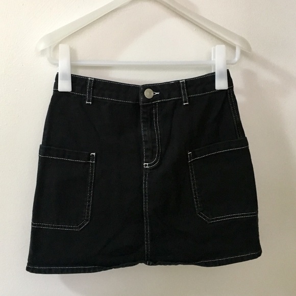 black skirt with white stitching